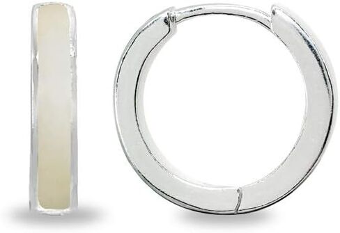 Sterling Silver Tiny Small 15mm Shell Round Huggie Hoop Earrings, Choose a Color in Saudi Arabia