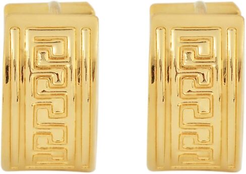 Edforce Stainless Steel Greek Key Wall Pattern Huggie Hoop Earrings in Saudi Arabia
