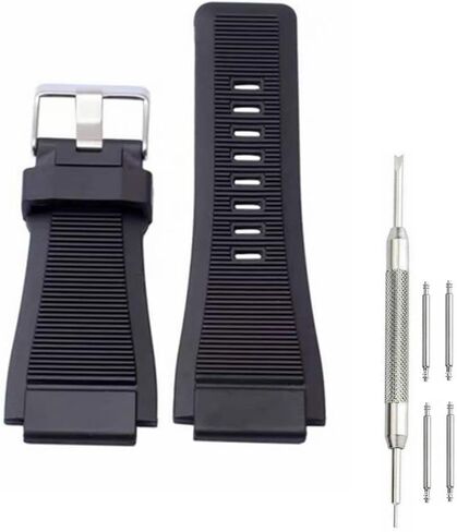 حزام ساعة من السيليكون المطاطي 34 مم * 24 مم متوافق مع Bell & Ross B&R BR-01 BR-03 92 Diver مع أداة شريط زنبركي مجانية - حزام ساعة Bell & Ross in Kuwait