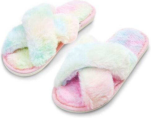 Fuzzy Tie Die Slippers in Kuwait