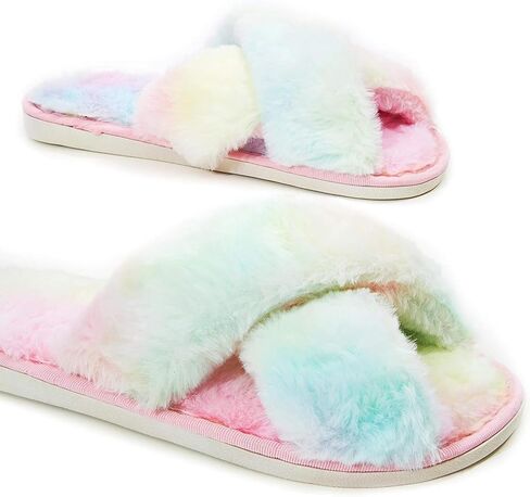 Fuzzy Tie Die Slippers in Kuwait