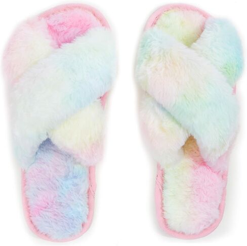 Fuzzy Tie Die Slippers in Kuwait
