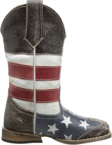 ROPER Kids Boys Americana Flag Square Toe Western Cowboy Boots Mid Calf - Brown in Kuwait