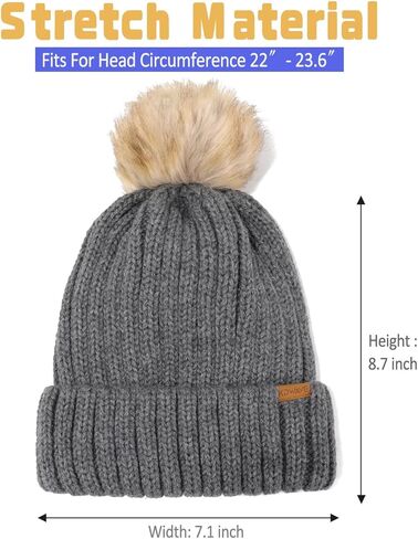 قبعة KDWAVE النسائية القابلة للتمدد مع قبعات شتوية عصرية كبيرة قابلة للإزالة ومبطنة ببطانة سميكة وجذابة للنساء in Kuwait