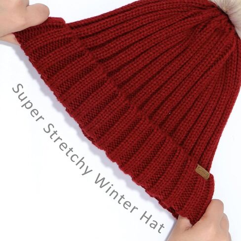 قبعة KDWAVE النسائية القابلة للتمدد مع قبعات شتوية عصرية كبيرة قابلة للإزالة ومبطنة ببطانة سميكة وجذابة للنساء in Kuwait