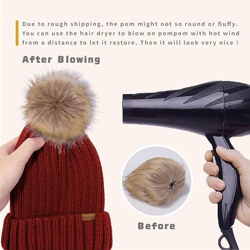 قبعة KDWAVE النسائية القابلة للتمدد مع قبعات شتوية عصرية كبيرة قابلة للإزالة ومبطنة ببطانة سميكة وجذابة للنساء in Kuwait