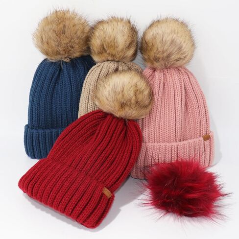 قبعة KDWAVE النسائية القابلة للتمدد مع قبعات شتوية عصرية كبيرة قابلة للإزالة ومبطنة ببطانة سميكة وجذابة للنساء in Kuwait