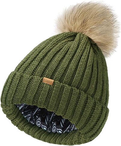 قبعة KDWAVE النسائية القابلة للتمدد مع قبعات شتوية عصرية كبيرة قابلة للإزالة ومبطنة ببطانة سميكة وجذابة للنساء in Kuwait