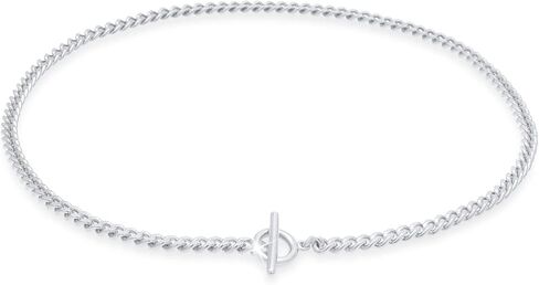 قلادة من الفضة الإسترلينية من Elli بدائرة أساسية على شكل حرف T، قلادة من الفضة الإسترليني عيار 925 للنساء، سلاسل فضية للنساء، الطول 15 بوصة، مجوهرات للنساء in Kuwait