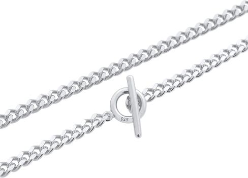 قلادة من الفضة الإسترلينية من Elli بدائرة أساسية على شكل حرف T، قلادة من الفضة الإسترليني عيار 925 للنساء، سلاسل فضية للنساء، الطول 15 بوصة، مجوهرات للنساء in Kuwait