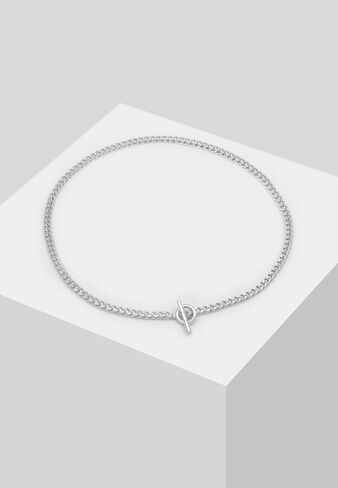 قلادة من الفضة الإسترلينية من Elli بدائرة أساسية على شكل حرف T، قلادة من الفضة الإسترليني عيار 925 للنساء، سلاسل فضية للنساء، الطول 15 بوصة، مجوهرات للنساء in Kuwait