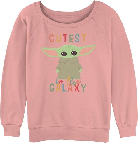 STAR WARS Women's Mandalorian Cutest Little Child Junior's Raglan Pullover with Coverstitch in Saudi Arabia