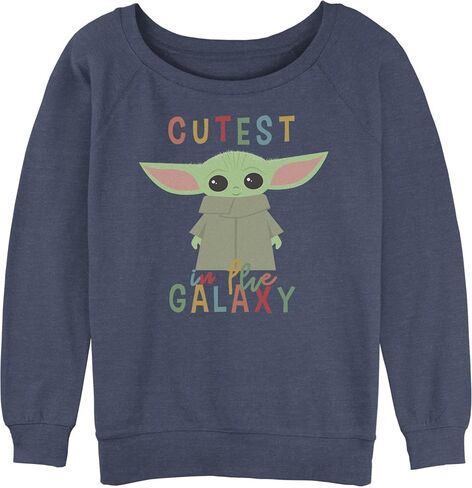 STAR WARS Women's Mandalorian Cutest Little Child Junior's Raglan Pullover with Coverstitch in Saudi Arabia