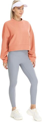 icyzone Women's Oversized Fleece Lined Sweatshirt Cropped Soft Drop Shoulder Crewneck Pullover in Saudi Arabia