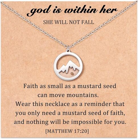 Real Mustard Seed Necklace, Christian Gifts for Women Faith Jewelry Gift, Inspirational Christian Religious Gifts for Women Teen Girls, Mustard Seed of Faith Move Mountains Necklaces in Kuwait