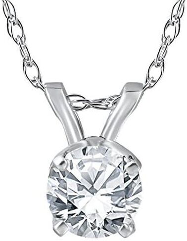 1/3 Ct Solitaire Diamond Pendant 14k White Gold Lab Created IGI Certified in Saudi Arabia