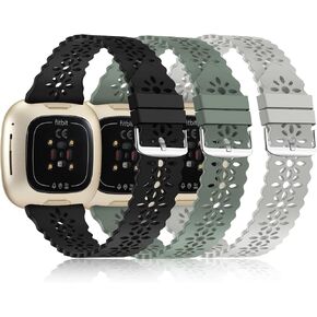 3 قطع من الأربطة الرياضية النحيفة من YAXIN متوافقة مع Fitbit Sense/Fitbit Versa 3 Band/Versa 4 Bands/Fitbit Sense 2 للنساء، أساور معصم بديلة من الدانتيل السيليكون الناعم لساعة Fitbit Versa الذكية in Kuwait