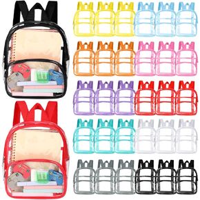 Aliceset Clear Mini Backpack Bulk for Kids 9.45" Waterproof Transparent Colorful Bookbag School Donation Supply Kits(30 Pcs)