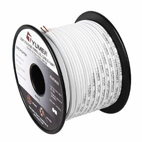 18 Gauge OFC 2 Conductor Parallel Stranded Wire - 18 AWG Gauge Speaker Zip Wire Car Home Audio Cable Electrical Wire (100 Feet Spool / 31 Meters/White) 99.95% Oxygen Free Copper Wire