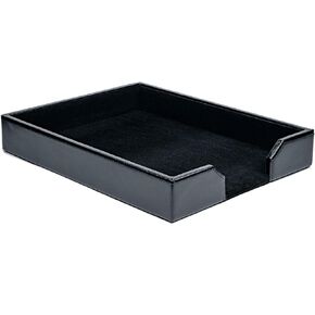 Dacasso Bonded Leather Desktop Tray Luxury Letter Holder & Paper Organizer for Desk, 13.5in x 10.5in x 2.13in, Black