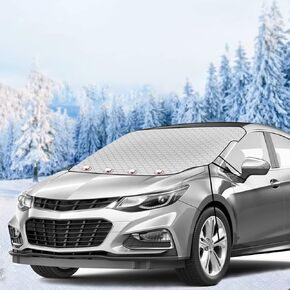 غطاء ثلجي للزجاج الأمامي للسيارة، غطاء نافذة السيارة للحماية من الصقيع والثلج والشمس مع 4 طبقات حماية، يناسب معظم السيارات وسيارات الدفع الرباعي والشاحنات والشاحنات in Kuwait