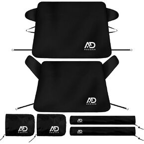 Aodaer 6 Pack Car Windshield Snow Cover with Side Mirror Covers and Windshield Wiper Covers All Weather Front & Rear Ice Frost Protector Windproof Car Cover for Most Vehicles Cars Trucks SUV, Black in Kuwait
