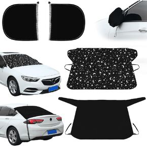 4 Pcs Car Windshield Cover for Ice and Snow Oxford Fabric Waterproof Car Windshield Frost Cover Automotive Thickened Windshield Frost Protector Cover with Side Mirror Covers Elastic Straps Winter