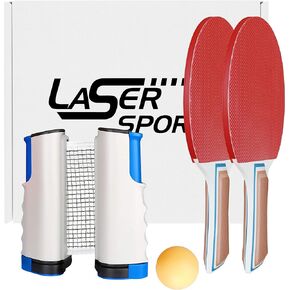 Table Tennis Set - Family Indoor and Outdoor Recreation Sports Play - Easy to Install Retractable Net Post - Fun Ping Pong Set Accessories for Kids and Adults - 2 Player with Storage Case