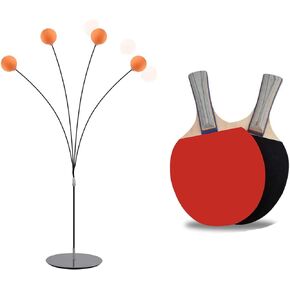 Ping Pong Balls Paddles Set Table Tennis Training Elastic Soft Shaft Equipment Trainer Practice Ball Bulk Children Adult (2 Table Tennis Paddle & 3 Ping-Pong Balls)