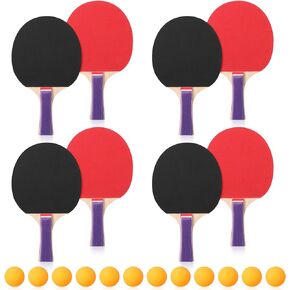 4 Set Portable Table Tennis Set Table Tennis Paddle Kit 8 Table Tennis Paddles and 12 Balls Table Tennis Racket Player Set for Starter Indoor Outdoor Games