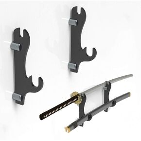 sword stand, sword hook, two-layer wall-mounted samurai sword stand display stand, sword stand, sword holder, support all swords (black 1 pair)