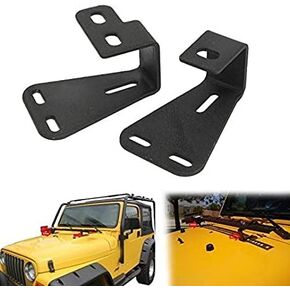 AUXMART High Lift Jack Mount Hood Bracket Replacement for Jeep Wrangler CJ 1944-1986/ YJ 1987-1995/TJ 1997-2006- Pair, Black