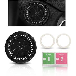 Car Push Start Stop Button Cover, Rotary Ignition Protective Cover Anti-Scratch Start Stop Button Decorative Cover, Universal Car Interior Accessories Key Ignition Switch Cover (Middle Finger - Black)