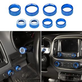 Aluminum Alloy Center Console Switch Ring Kits, Air Conditioning Switch, Radio Switch, Turning Signal Wiper Control Switch, 4WD Control Switch for Chevry Colorado 2014-2022 Accessory (8pcs/Set)