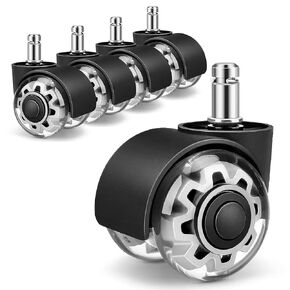 Office Chair Caster Wheels (Set of 5)-Replacement for All Hardwood and Carpet Floors,Heavy Duty Rollerblade Style Computer Desk Gaming Chair Casters,Universal Caster Wheels Size(11x22 mm) Black