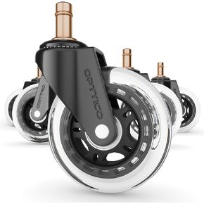 Office Chair Wheels for IKEA Chairs ONLY | Soft Rubber Computer Chair Caster Wheels Protect Your Hardwood Floors Better Than Any Office Chair Mat, Set of 5 Desk Chair Wheels, No Scratching or Marking.
