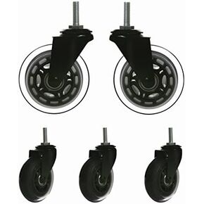 Office Chair Caster Wheels by 8T8 for Smart Home Offices, 5/16''-18x1"(NOT Metric M8) Threaded Stem Caster, Heavy Duty 3" Replacement Rubber Office Chair Wheels, Safe for Hardwood Tile Floors