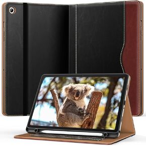 OKP Case for Samsung Galaxy Tab A9+ 11 inch 2023(SM-X210/X216/X218), PU Leather Folio Cover with Multi-Angle Stand//Pen Holder, Auto Wake/Sleep Case for Galaxy A9 Plus 11" Tablet (Black+Brown)