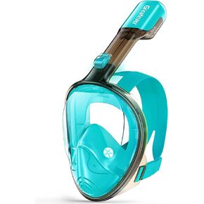 Greatever Full Face Snorkel Mask, Snorkeling Gear for Adults with Latest Dry Top Breathing System & Detachable Camera Mount, Anti-Fog & Anti-Leak(Green, S/M)