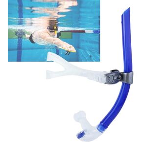 Swim Snorkel for Lap Swimming, Swimmer Snorkel Tube Diving Training Snorkeling Gear Easy-Breath Center-Mount Comfortable Silicone Mouthpiece One-Way Purge Valve for Adult Youth