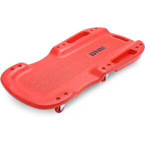 DNA MOTORING 38 Inches Low Profile Plastic Rolling Garage Shop Floor Creeper with Side Pockets & 6pcs Casters, Red, TOOLS-00390