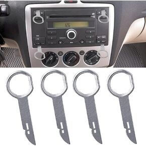 4 Pieces Radio Removal Tool kit, Contact Removal Tool with Easy Grip Handles, Compatible with Audi, VW Volkswagen, Mercedes Benz, BMW OEM Head Unit CD DVD Host Key Disassembly Tool