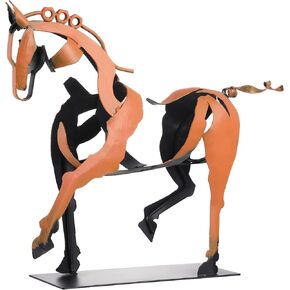 Handmade Horse Statue - Unique Rustic Metal Decor for Office & Home & Garden - 100% Hand-Painted Metal Sculpture - Perfect Handicraft Gift for Horse Lovers (Blue)