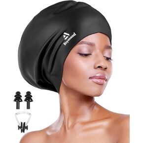 Swim Cap for Long Thick Hair, 3 Size Silicone Swimming Caps for Dreadlocks, Braids, Weaves, Extensions, Curls & Afros, Adult Waterproof Swim Hats Bathing Caps for Women Men
