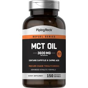 Piping Rock MCT Oil Capsules 3600mg | 150 Softgels | Keto-Approved | Non-GMO, Gluten Free Supplement