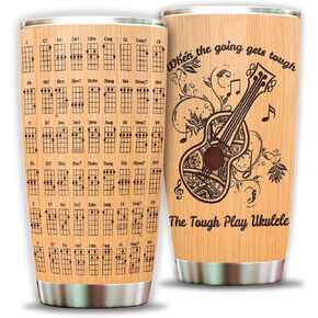 Ukulele Travel Mug Tumbler 20 Oz Gift For Girls, Boy, When The Going Get Touch The Touch Play Ukulele, Cute Musical Instrument Lover Gifts, Ukulele Accessories, Ukulele For Beginners Cup