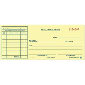 Petty Cash Voucher Forms - Yellow (1,000 Per Pack)