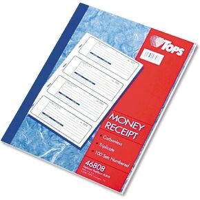 TOPS 46808 Receipt Book,Carbonless,3-Part,2-3/4-Inch x7-1/4-Inch ,100/BK,WE/CA/PK