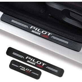 4Pcs Car Door Sill Protector for Pilot Accessories Fit for Pilot 2003-2022, Carbon Fiber Leather Door Sill Sticker,Reflective Automotive Door Entry Guard,Decoration Door Sill Scuff Plate