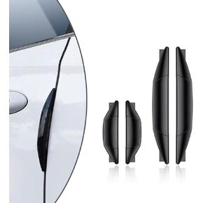 4 PCS Car Door Edge Guard Protectors, 2 PCS 3.14In x 0.82In Anti-Collision Strips, 2 PCS 5.78In x 0.82In Door Edge Trim Strip, Universal Waterproof Soft Automotive Accessories (Black)
